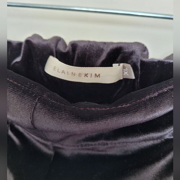 Elaine Kim Black Velvet Pants Straight Leg Trousers Pull On Elastic Waist XL - Picture 6 of 10